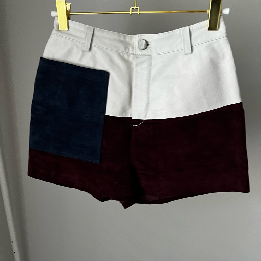 ASOS Genuine Leather Suede Colorblock High Waist Shorts